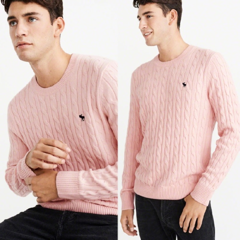 Abercrombie And Fitch Pink Cable Knit Sweater